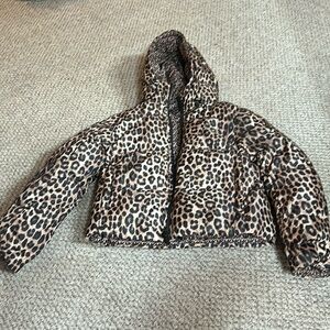 MICHAEL KORS reversible logo/cheetah print quiltted  jacket